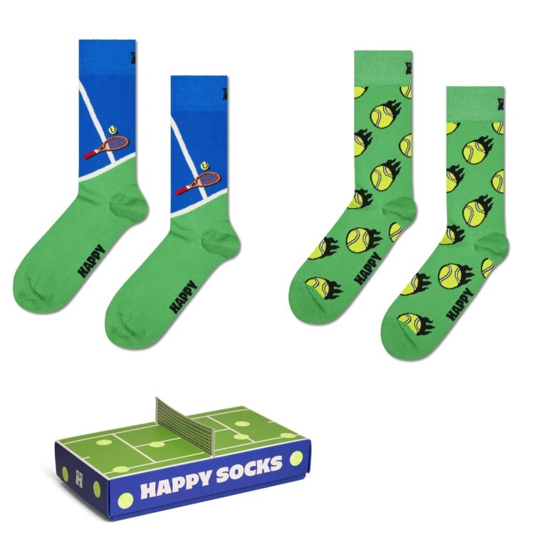 Skarpetki Happy Socks Crew Tennis w zielonym kolorze - 2 pary w zestawie prezentowym