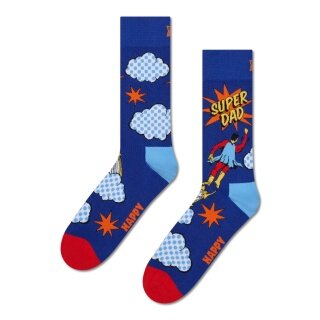 Skarpetki Happy Socks Crew Flying Super Dad niebieskie - 1 para