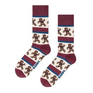 Skarpetki Happy Socks Crew Gingerbread Stripe (Lebkuchen) ciemnoczerwone/białe - 1 para