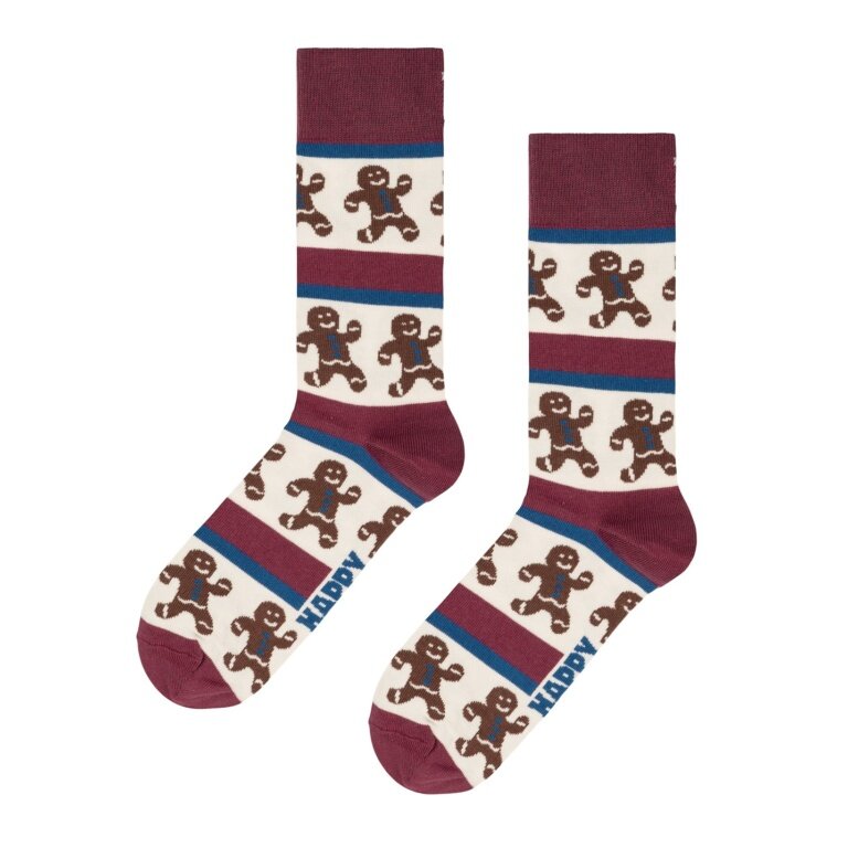 Skarpetki Happy Socks Crew Gingerbread Stripe (Lebkuchen) ciemnoczerwone/białe - 1 para