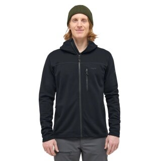 Haglöfs Fleecejacka Rosson z kapturem (Midlayer, materiał polarowy 4-way stretch) czarny mężczyźni