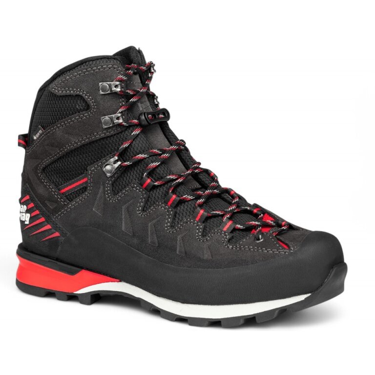 Buty trekkingowe Hanwag Makra Pro Bunion GTX (wspinaczka, wodoodporne, skóra zamszowa) asfaltowo-szare/czerwone męskie