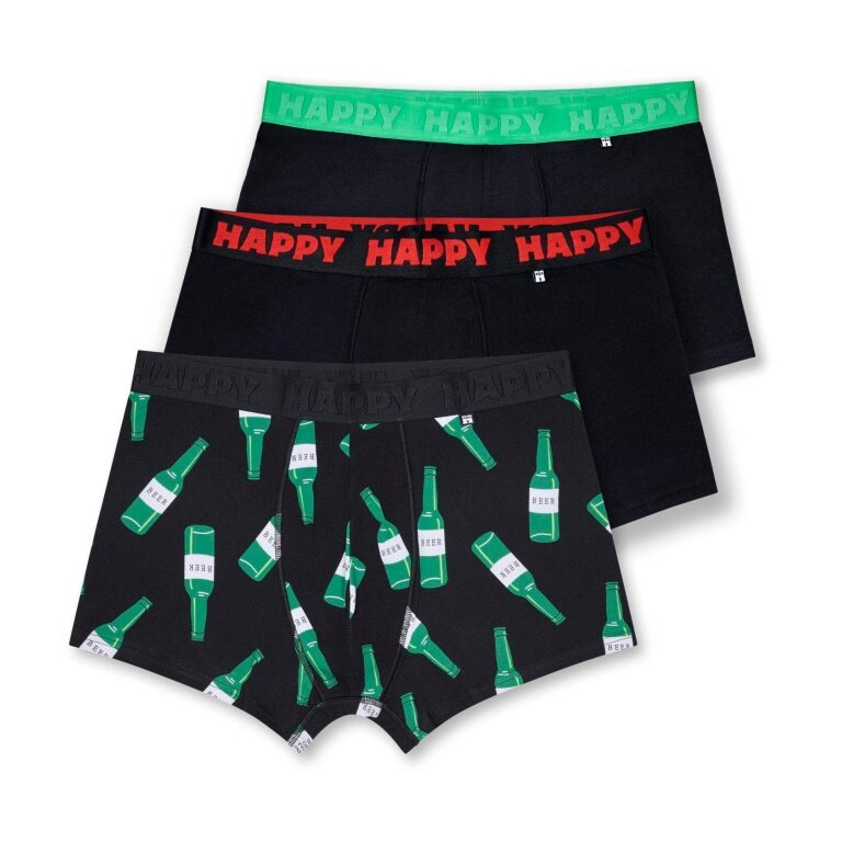 Skarpetki Happy Socks bokserki Beer (bawełna) wielokolorowe czarne męskie - 3 sztuki