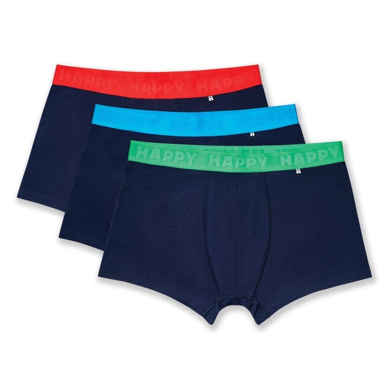 Happy Socks Bokserki Solid (Bawełna) granatowe męskie - 3 sztuki