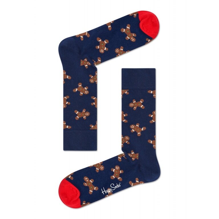 Happy Socks Skarpetki dzienne Crew Piernik (Lebkuchen) granatowo/czerwone - 1 para