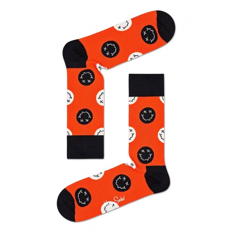 Happy Socks Skarpetki dzienne Crew Halloween Smiley pomarańczowe 1 para