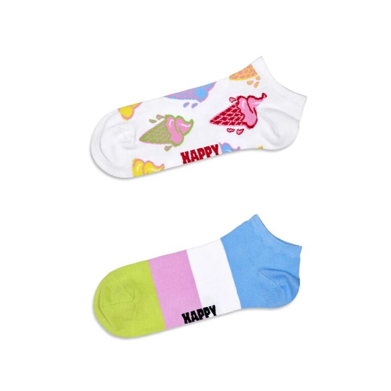 Happy Socks Skarpetki Dzienna Sneaker Low Lody & Pasek biały/wielokolorowy - 2 pary