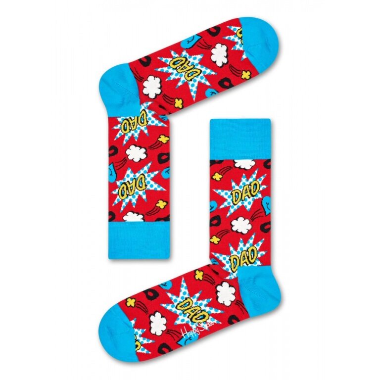 Skarpetki Happy Socks Tagessocke Crew Super Dad czerwone - 1 para