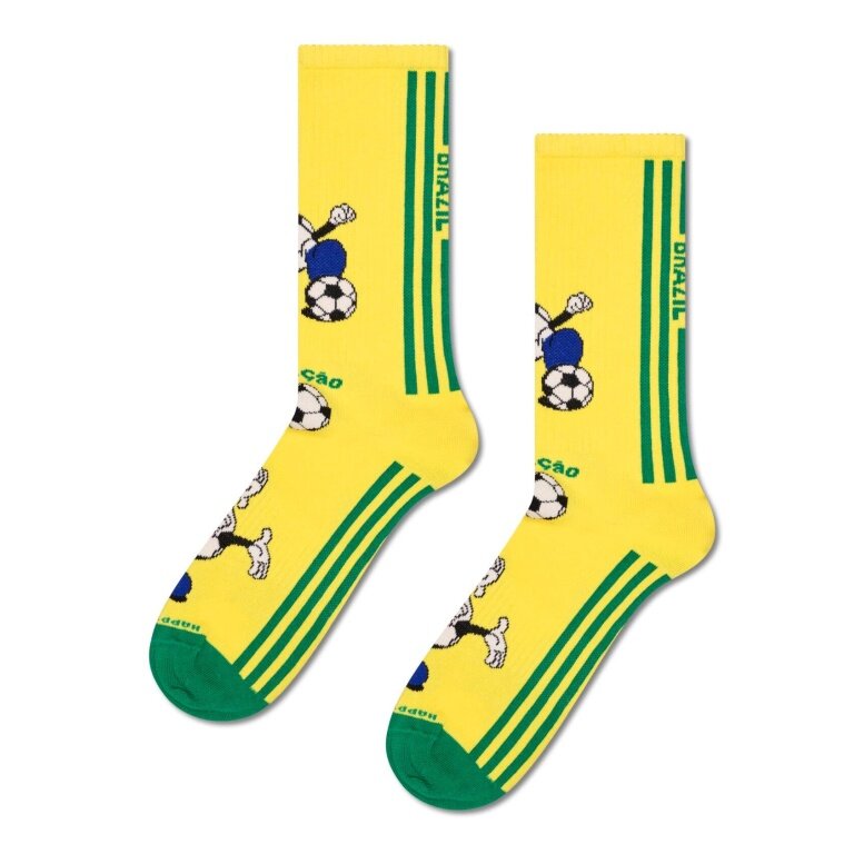 Skarpety Happy Socks Crew Team Brazil Football żółto/zielone - 1 para