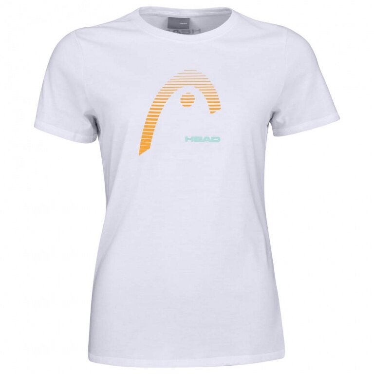 Koszulka tenisowa Head Club Lara biała/pomarańczowa damska