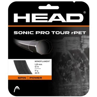 Główna struna tenisowa Sonic Pro Tour rPET (Power+Spin) czarna 12m zestaw
