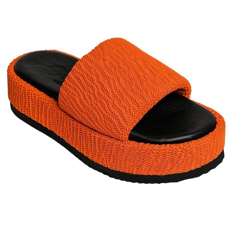 Hebe Athens Sandale Puffy Ibiza Flatform Slide pomarańczowe damskie