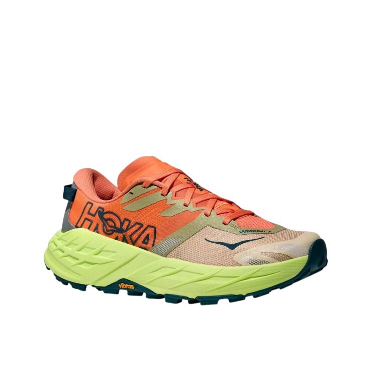 Hoka buty do biegania w terenie Speedgoat 7 pomarańczowo/beżowo/neonowo-zielone damskie