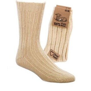 Skarpety wełniane HomeOfSocks 100% wełna virgin białe - 1 para