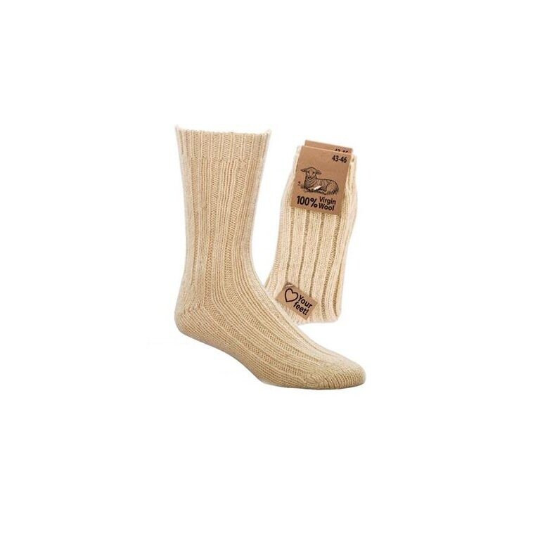 Skarpety wełniane HomeOfSocks 100% wełna virgin białe - 1 para