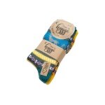 Skarpetki wełniane HomeOfSocks Hygge z motywem łosia wielokolorowe petrol/żółte damskie - 2 pary