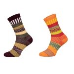 HomeOfSocks Skarpety wełniane Hygge wielokolorowe pomarańczowo/brązowe - 2 pary