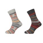 HomeOfSocks Skarpety wełniane Hygge w norweskim wzorze antracytowo/szaro/kolorowe - 2 pary