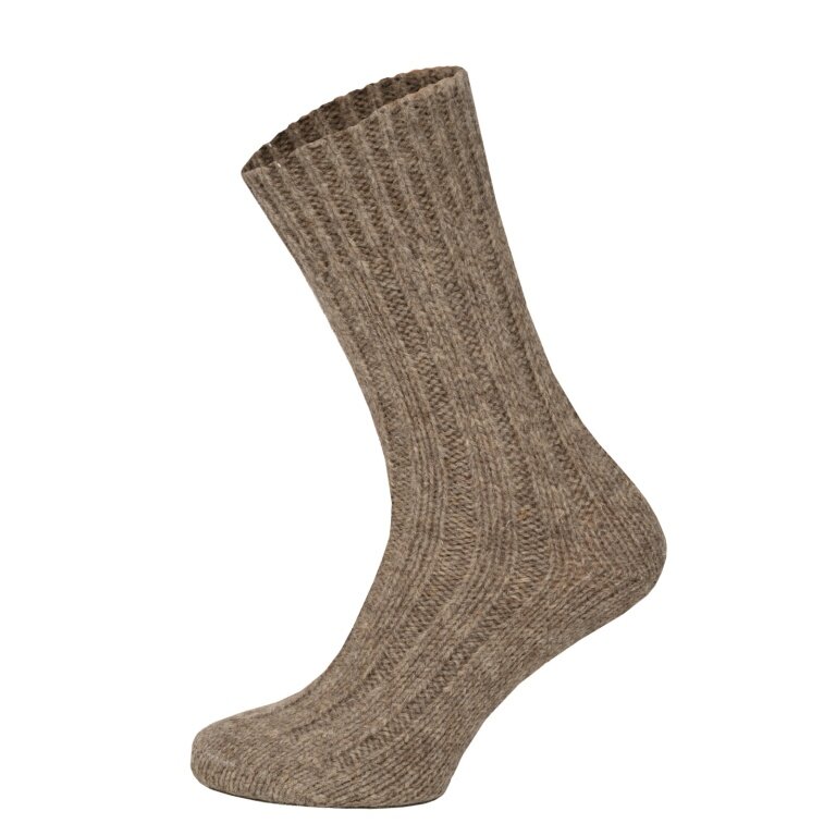 Skarpety wełniane HomeOfSocks 100% naturalne ciepłe taupebrązowe - 1 para