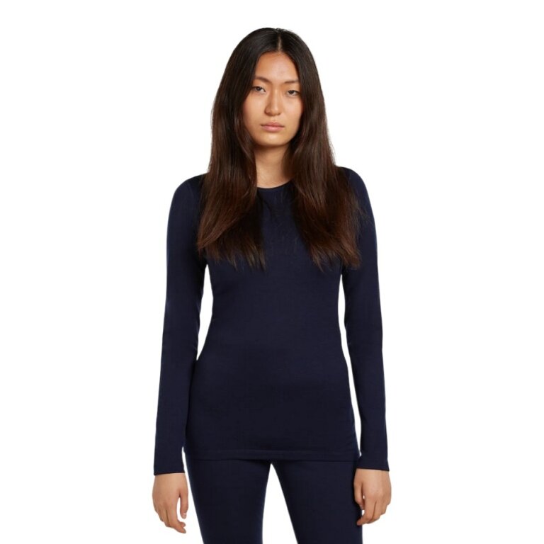 Icebreaker Bielizna Damska Longsleeve 200 Oasis LS Crewe - Wełna Merino, dopasowana - granatowa