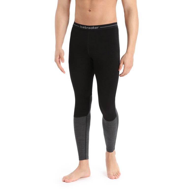 Icebreaker Bielizna Legginsy 200 ZoneKnit (Wełna merino, dopasowane) czarny/szary mężczyźni