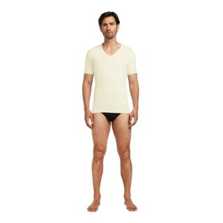 Icebreaker bielizna T-shirt Anatomica SS z dekoltem w serek (wełna merino) żółto-biały męski