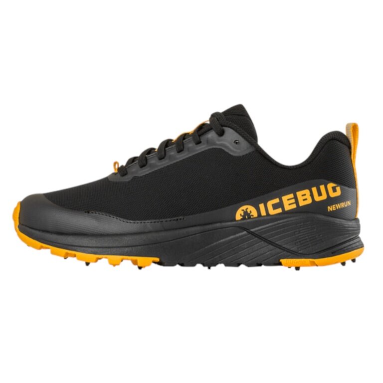 Buty do biegania w zimie Icebug NewRun BUGrip - z 17 dynamicznymi kolcami z twardego metalu - czarne/aprykotowe męskie