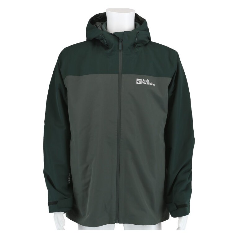 Jack Wolfskin Kurtka zimowa Taubenberg 3w1 2024 (wodoodporna i wiatroszczelna, polarowa wewnętrzna kurtka) ciemnozielona męska