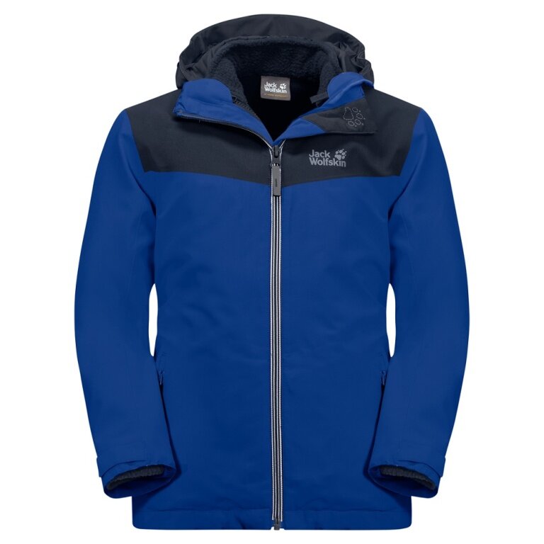Jack Wolfskin Kurtka zimowa Snowfrost 3w1 (wodoodporna i wiatroszczelna, ciepła wewnętrzna kurtka z polaru) niebieska dziecięca