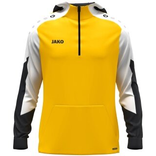 Kapuzenpullover JAKO z half-zip Dynamic (100% rec. poliester) żółty/biały/czarny dla dzieci