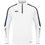 JAKO Koszulka z długim rękawem Ziptop Power (recyklingowany poliester, wysokoelastyczny) biały dziecięcy