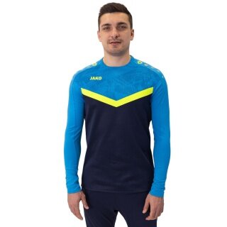 JAKO Sportowa koszulka z długim rękawem Sweat Iconic (fleece z poliestru i elastanu) granatowa/niebieska/żółta męska