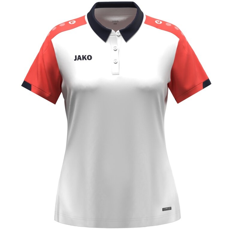 JAKO Sport-Polo Dynamic (100% rec. poliester) biały/koralowy/granatowy damskie