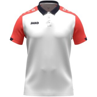 JAKO Sport-Polo Dynamic (poliestr mini-piquet) biały/koralowy/granatowy dziecięce