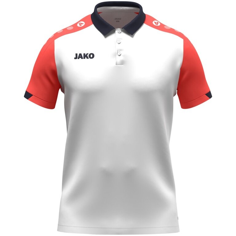 JAKO Sport-Polo Dynamic (poliestr mini-piquet) biały/koralowy/granatowy dziecięce