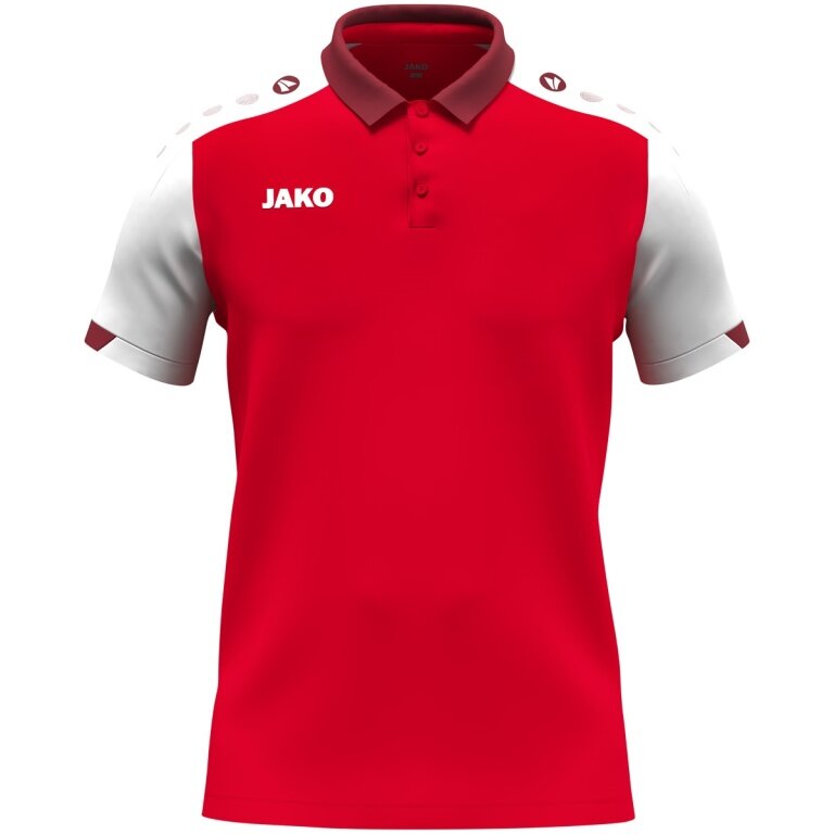 JAKO Sport-Polo Dynamic (poliestr mini-piquet) czerwono/biało/ciemnoczerwone dziecięce