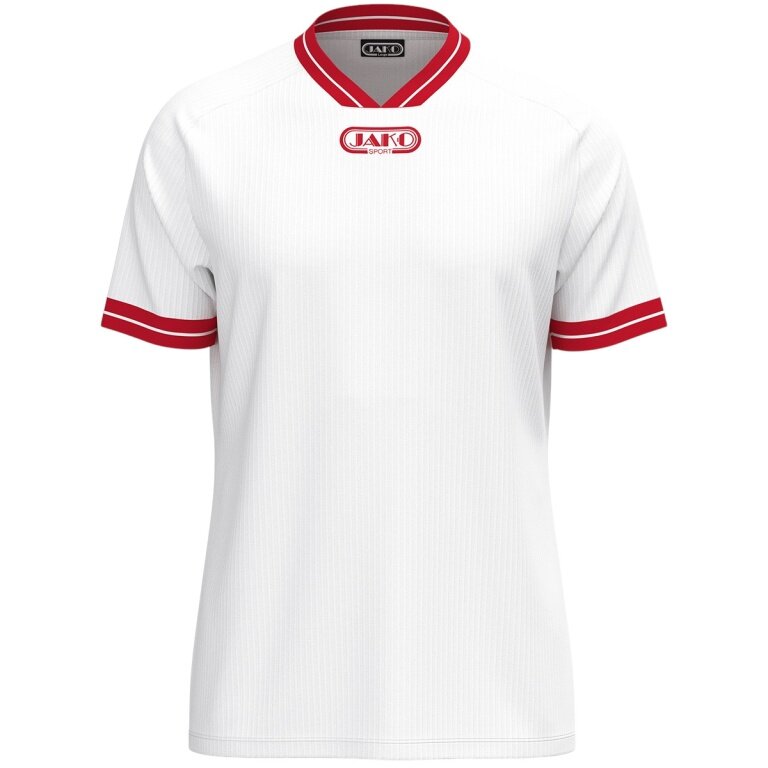 JAKO Sportowa koszulka Retro Trikot (z dekoltem w serek, oddychająca) krótki rękaw biało-czerwona męska