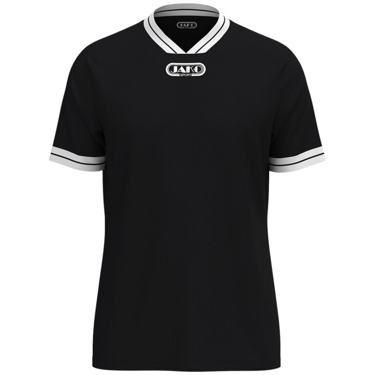 JAKO Sportowa koszulka Retro (dekolt w serek, oddychająca) krótki rękaw czarna/biała męska