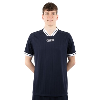 JAKO Sportowa koszulka Retro (dekolt w serek, oddychająca) krótki rękaw granatowo/biała męska