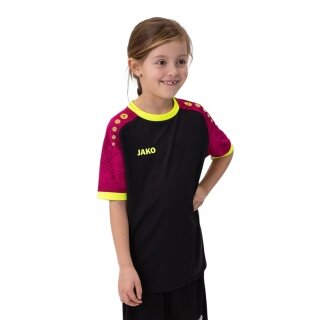 JAKO Sportowa koszulka T-shirt Trikot Iconic (poliestr-Interlock) czarna/różowa/żółta dziecięca