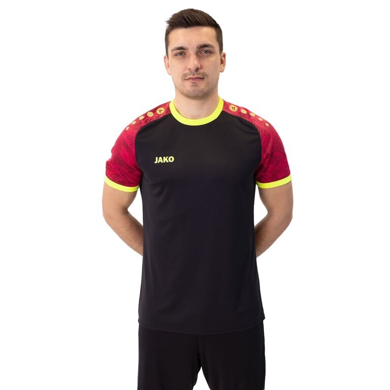 JAKO Koszulka sportowa Trikot Iconic (Interlock poliesterowy) czarny/różowy/żółty męski