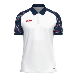 JAKO Sport-Polo Sonic (lekki, oddychający) biały/marynarski niebieski/czerwony chłopcy
