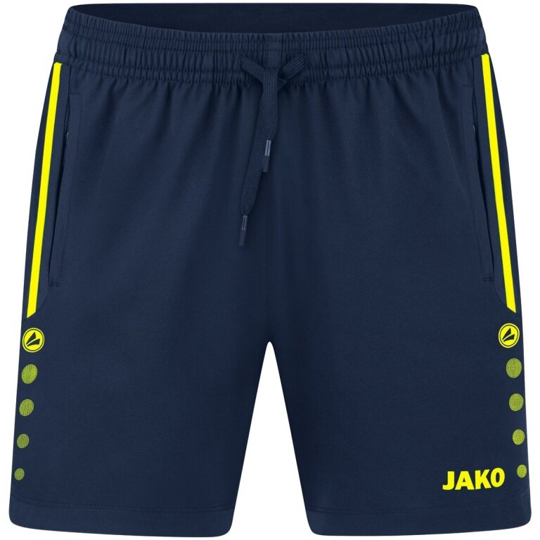 JAKO Spodenki sportowe Short Allround (Stretch-Micro-Twill) krótkie granatowo/żółte damskie