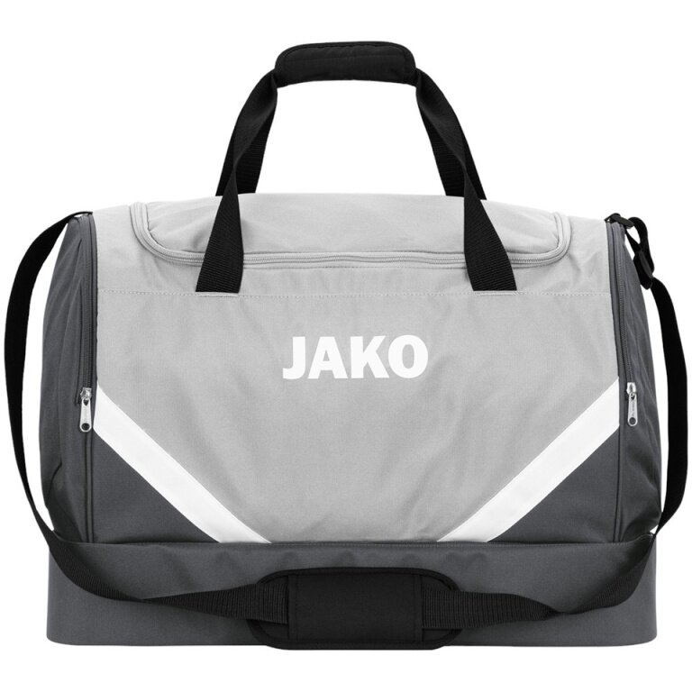 JAKO Torba sportowa Iconic z przegrodą na dno (rozmiar M - 60 litrów) jasnoszara/antracytowa - 55x27x41cm