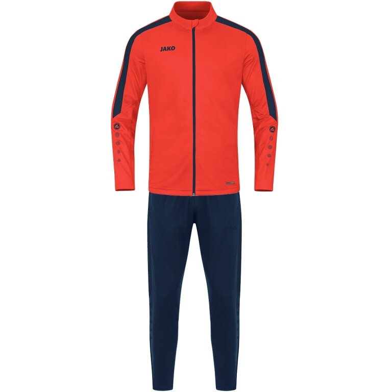 JAKO Dres treningowy z poliestru Power (kurtka i spodnie) pomarańczowy/marynarski niebieski męski