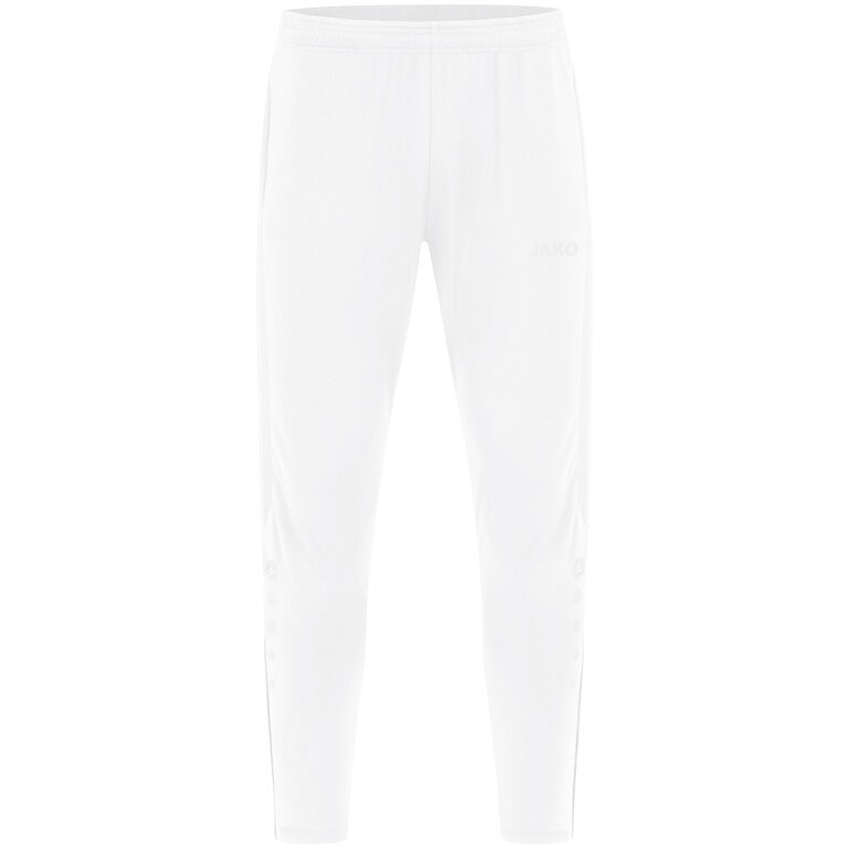 JAKO Spodnie treningowe Power (Elastyczny dzianinowy poliester, kieszenie boczne z zamkiem błyskawicznym) długie białe męskie