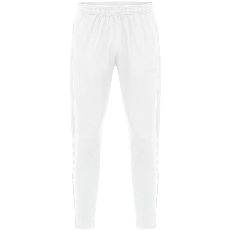 JAKO Spodnie treningowe (spodnie z poliestru) Power (elastyczne, kieszenie boczne z zamkiem błyskawicznym) długie białe dziecięce