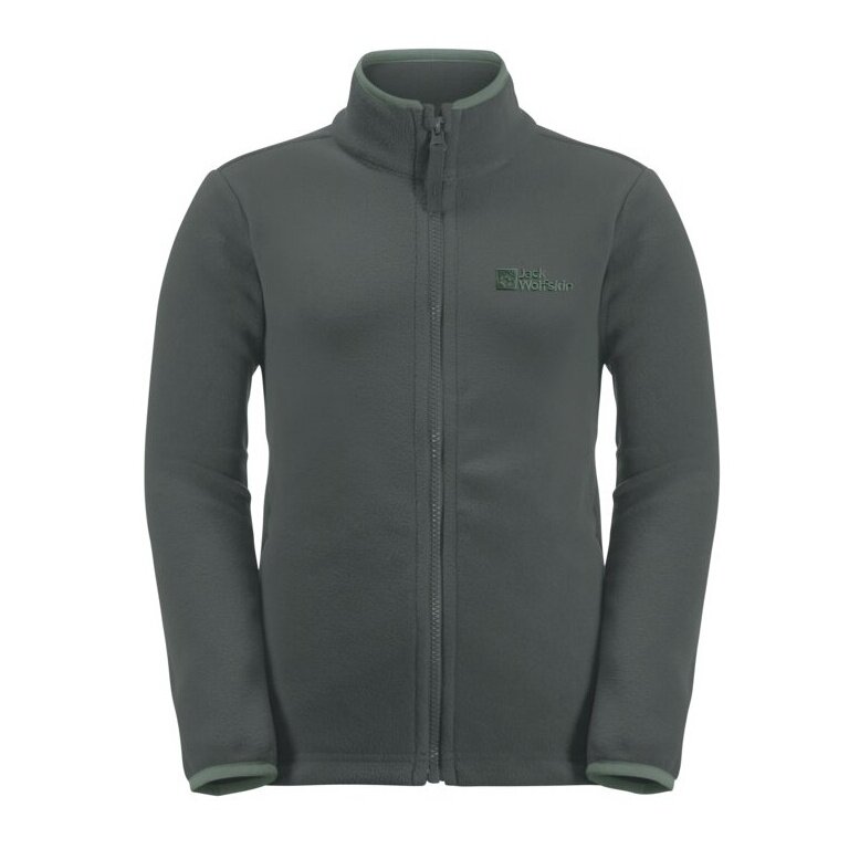 Jack Wolfskin Fleecejacka Taunus (szybkoschnąca, oddychająca) ciemnozielona dziecięca (164-176)