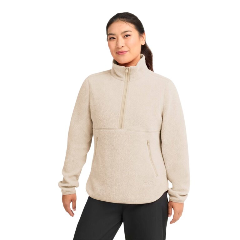 Jack Wolfskin Fleecepullover Lite Curl Half-Zip musztardowy beżowy damski