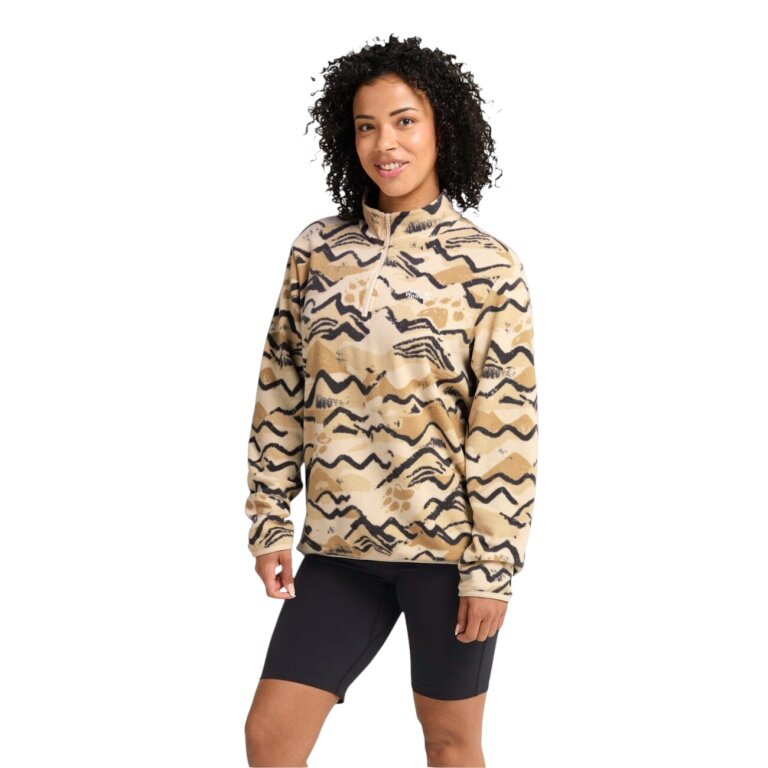 Fleecepullover Jack Wolfskin Paw Era 100 Print Half-Zip brązowo/beżowy damski